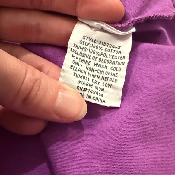 Johnny Was Vivid Purple Embroidered Tee - Picture 4 of 5